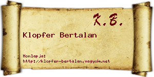 Klopfer Bertalan névjegykártya